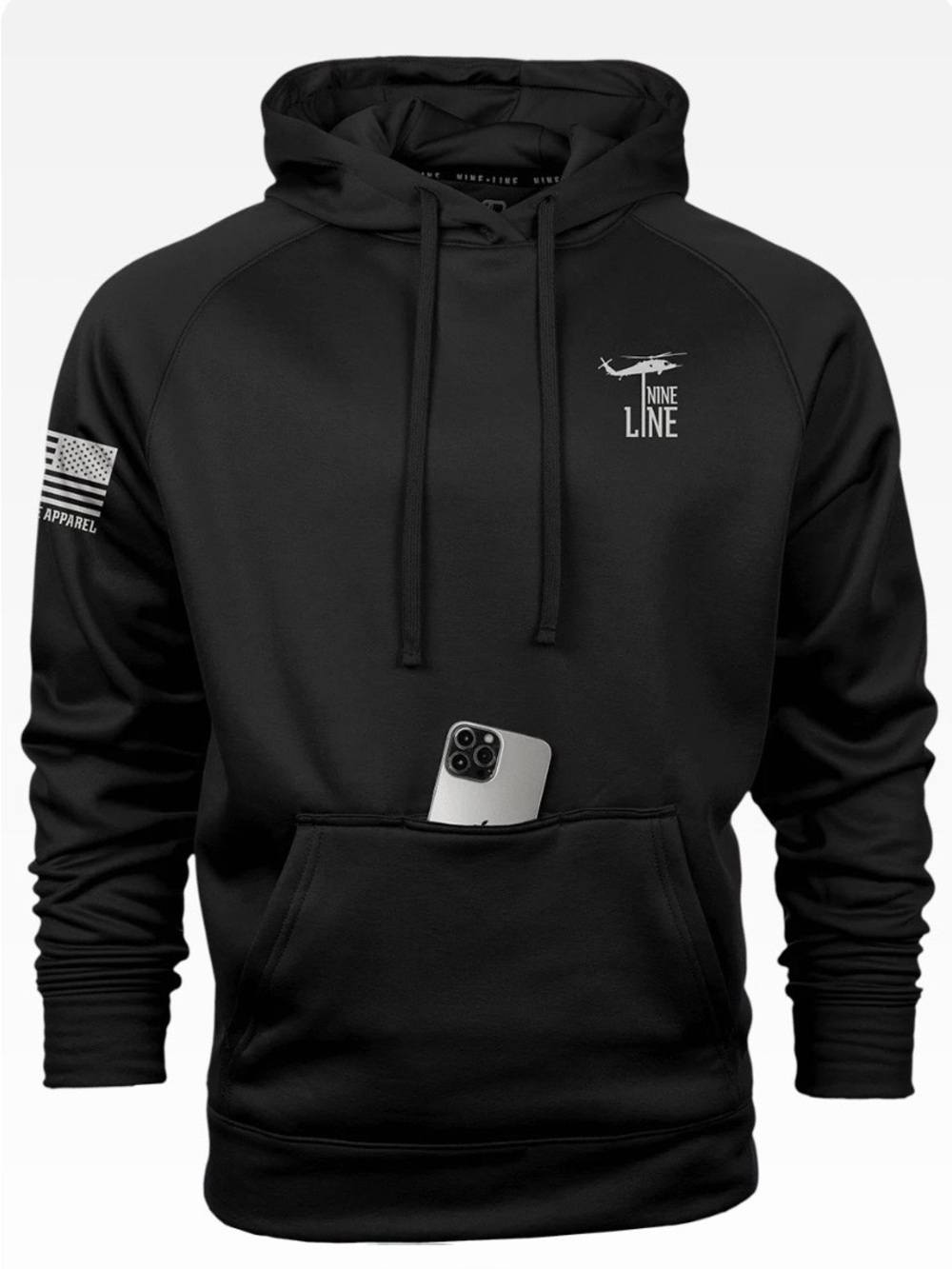 Men’s Nine Line Apparel Black Pullover Tailgater Hoodie Sweatshirt